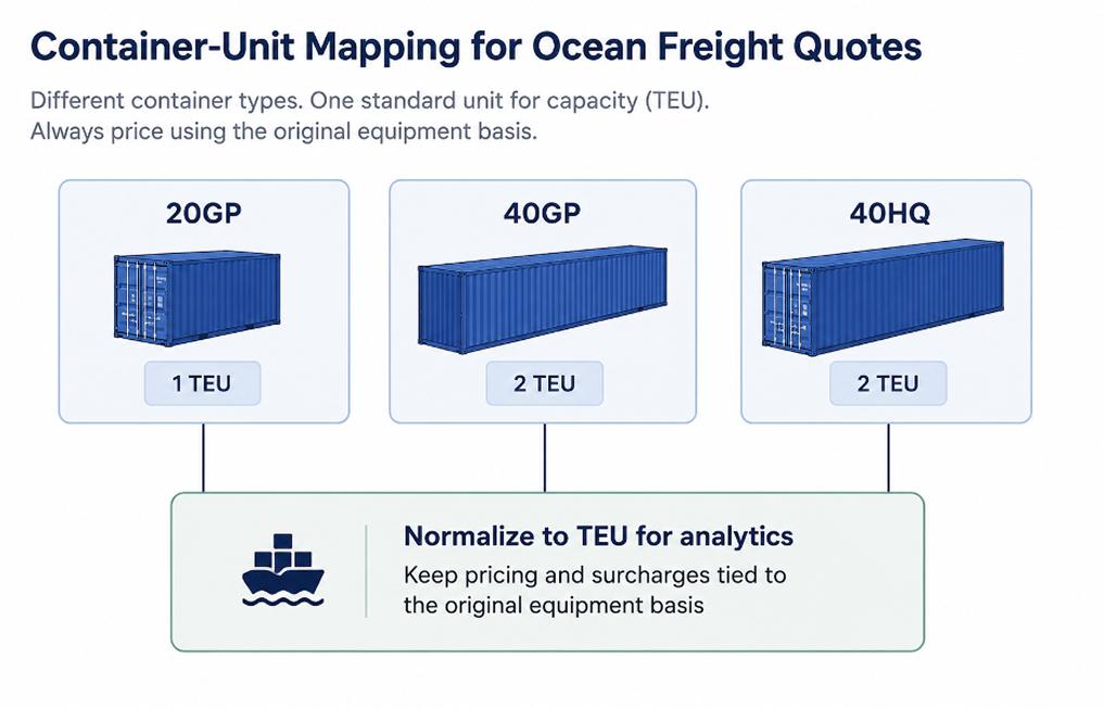 Container Unit Mapping for Ocean Freight Quotes
